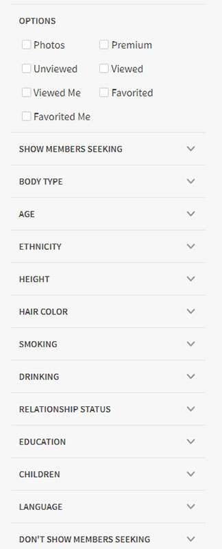 seekingarrangement search filters